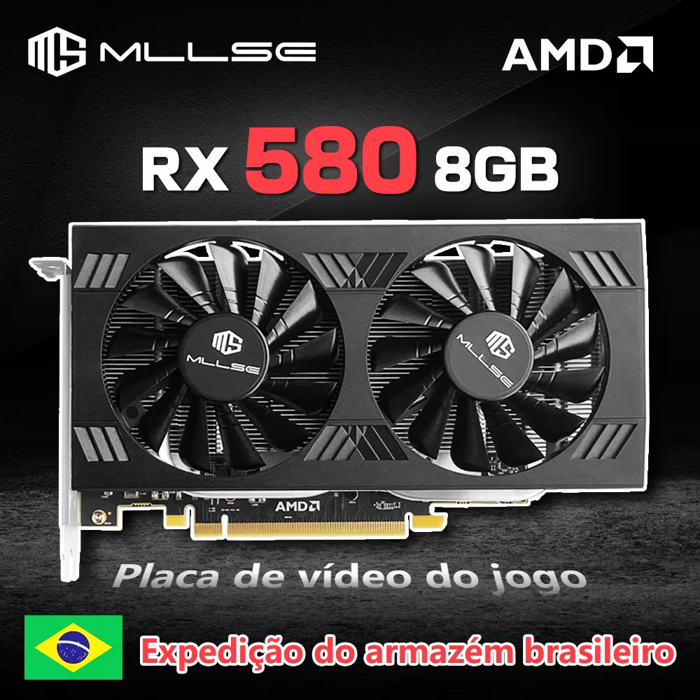 MLLSE Graphics Card AMD RX 580 8GB Placa De Video Gaming GDDR5 256Bit 8Pin PCI-E 3.0 ×16 Radeon GPU Computer Game Video Card
