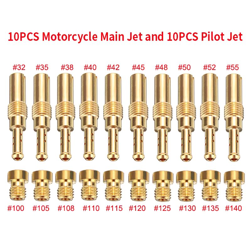 10Pcs Carburetor M5 Main Jet Kit & 10Pcs Slow/Pilot Jet For PWK Keihin OKO CVK PWM NSR KSR PWM Motorcycle Carburetor