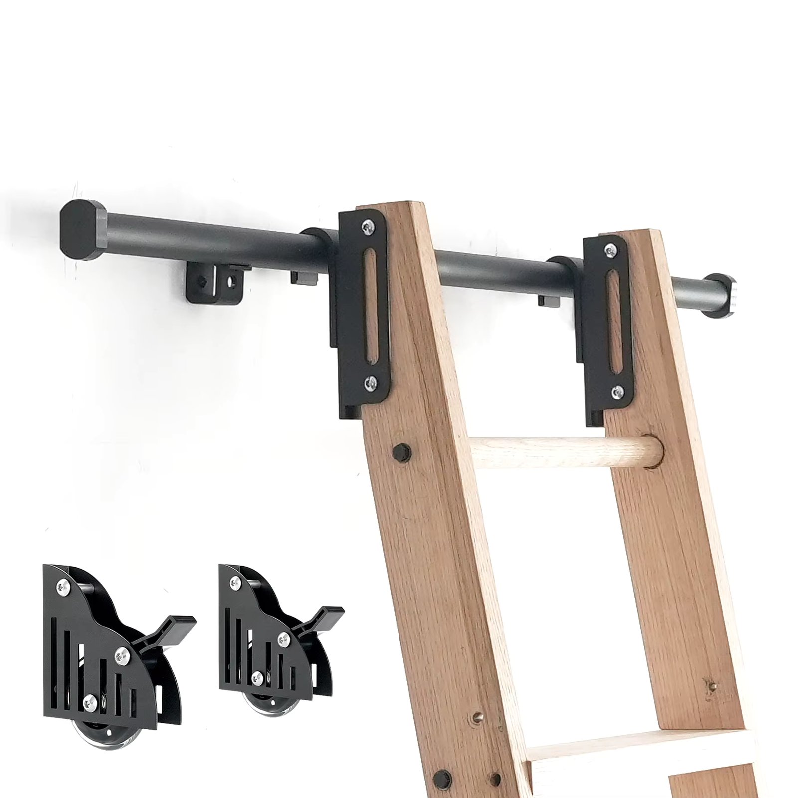 DIYHD 4M Hook on Rolling Library Ladder Hardware,Attic Sliding Ladder Hardware(No Ladder)