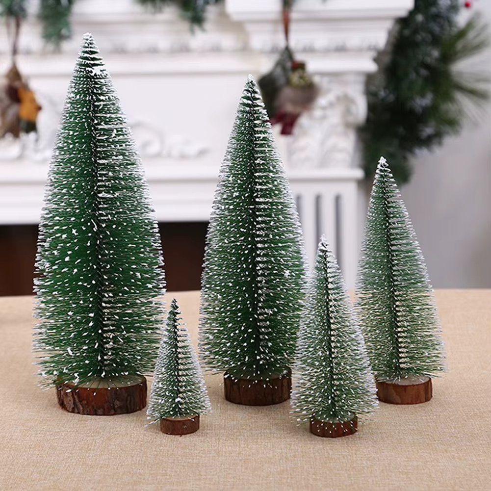 Decorated Mini Christmas Tree White Cedar Desktop Small Christmas Tree Decor Winter Snow Ornaments Trees for Xmas Home Party