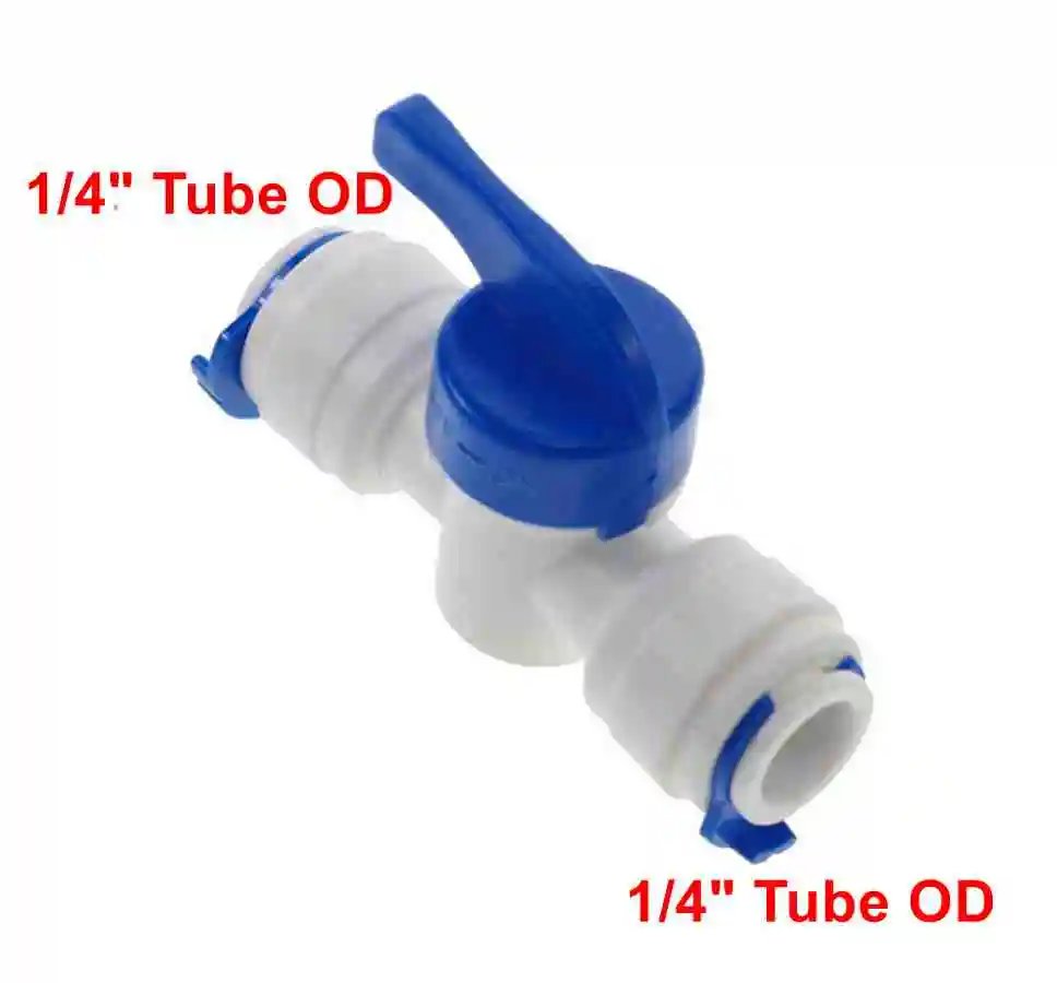 Fit Tube O/D 1/4" 3/8" Pushfit Equal Ball Valve Fitting Aquarium Reverse Osmosis RO Water Dispenser
