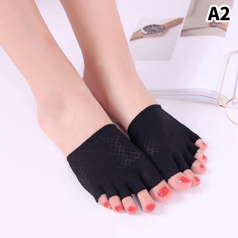 Summer Half Palm Five Fingers Socks Invisible Thin High Heel Front Foot Open Toe Socks Women Shallow Sandals Split-Toe Socks