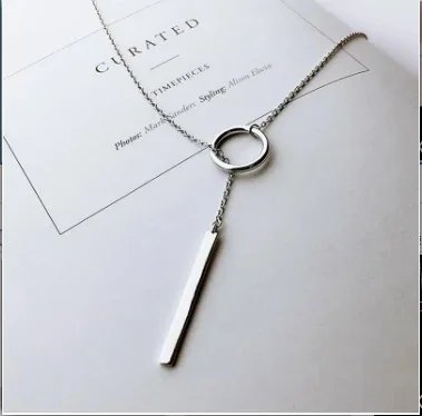 2023 New Fashion Sweater Chain Circle Strip Long Necklace For Women Girls Simple Geometric collares Choker