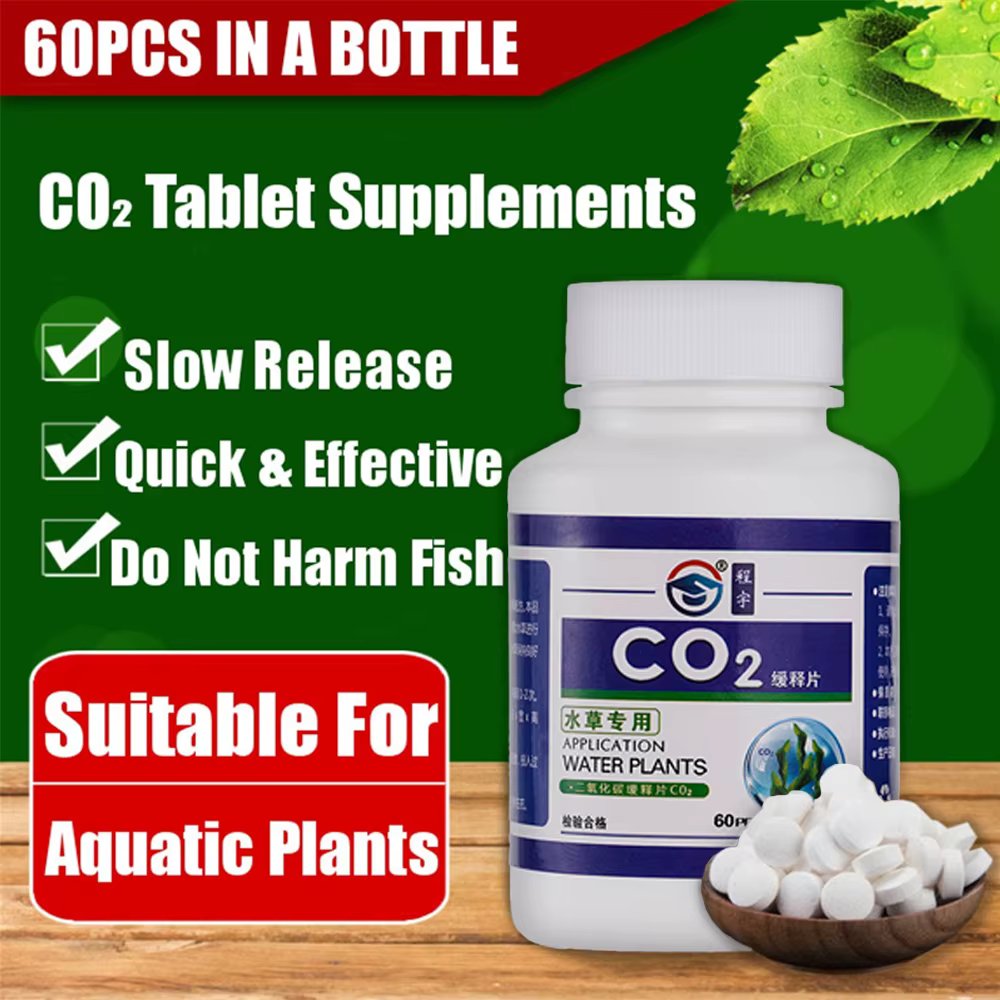 60pcs Aquarium CO2 Tablet Carbon Dioxide Supplements Water Grass Leaf Float Grass Plants Fish Tank Carbon Dioxide Slice Diffuser