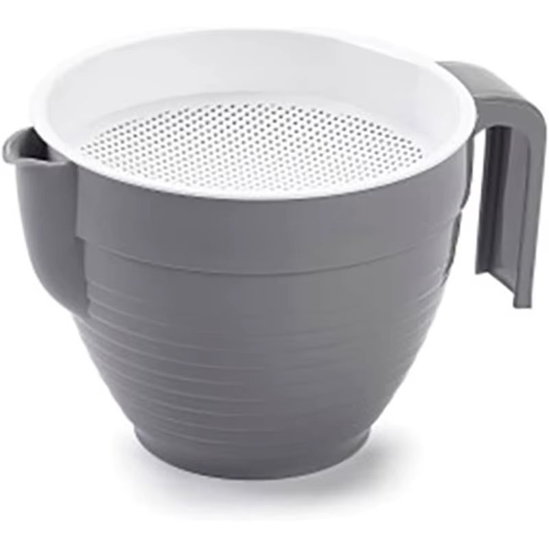 Eurasian shop®Kitchen strainer, 2 PCs plastic strainer with handle, light gray strainer 16,5x12x10cm