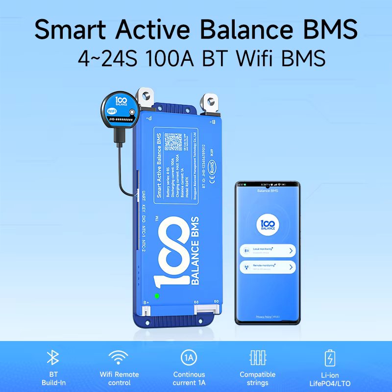 Daly bms Smart bms wifi  bluetooth bms Active balance bms 16S 8S 100A150A 200ALifepo4 Li-ion jk LTO bms jk 4s bms lifepo4 250A