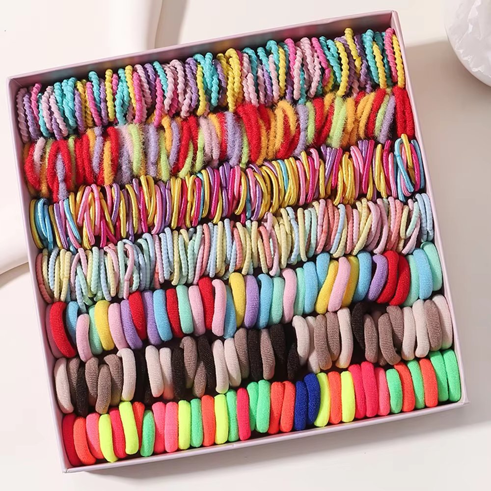 100/200Pcs Girls Colorful Hair Bands Set Nylon Elastic Rubber Band Children Ponytail Holder Scrunchies Kids Hair Accessories