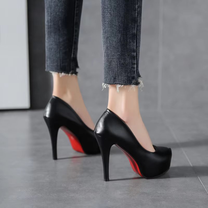 Women Shoes Red Sole High Heels Sexy Pointed Toe Red Sole 12cm Pumps Wedding Dress Shoes Nude Black Color Red Bottom High Heels