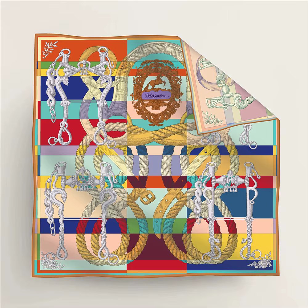 Reversible Twill Scarf 90cm Luxury Brand Scarves Hand-rolled Edges Bandanas Tops Shawls Bag Belt Neck Decoration Christmas Gifts