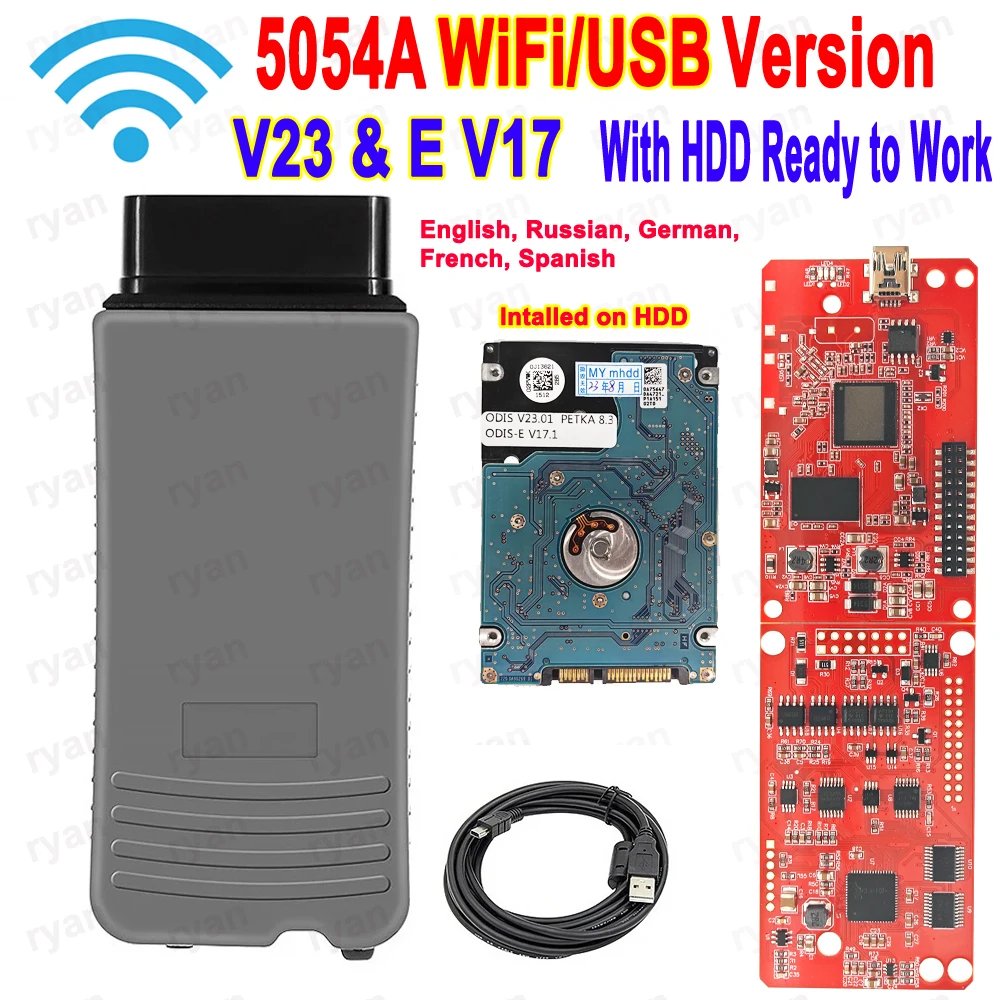 For VA 5054A WIFI USB With HDD Installed ODIS 23.01 Engineer E17.1 5054 Auto Diagnostic Tool 5054a Covers 6154A Function