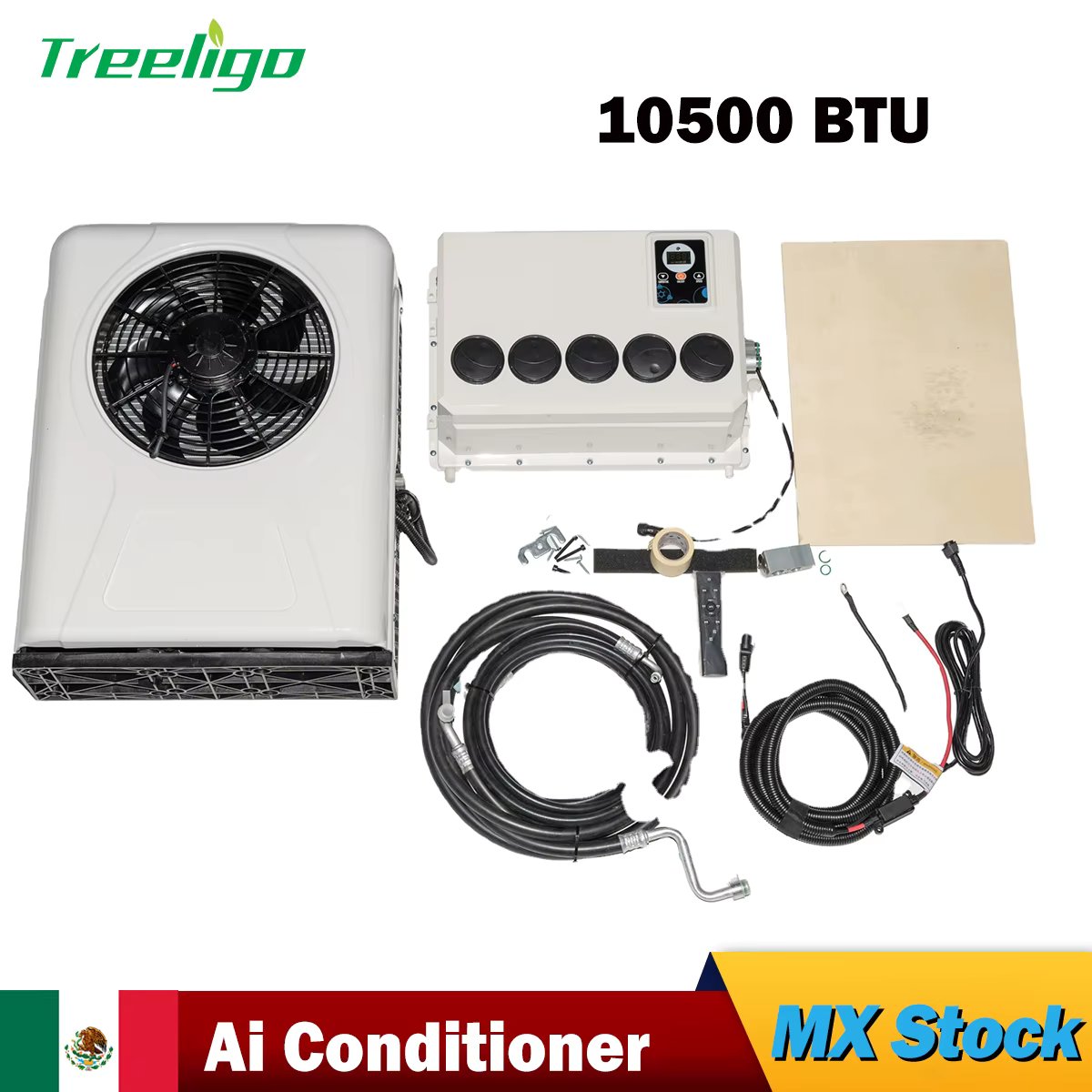 Treeligo 12V 24V 10500btu Electric Car Split Air Conditioner Parking Air Conditioning For RV Truck Tractor Camper Van Motorhome