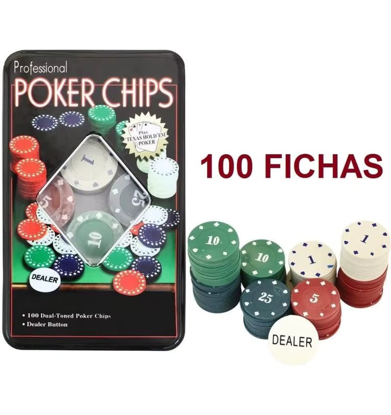 Poker Set 100 numbered chips with box + tab Dealer Texas Hold * em