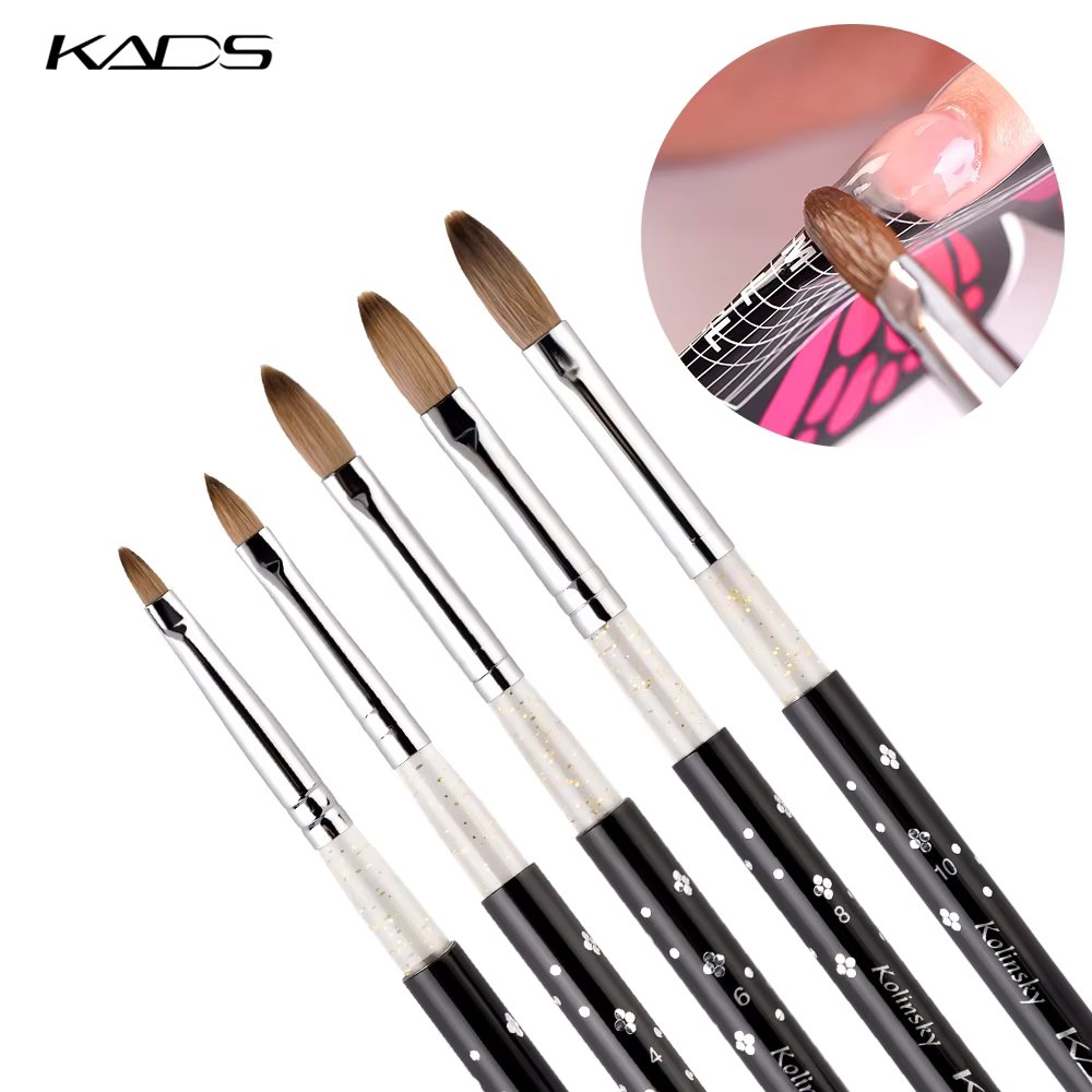 KADS Kolinsky Sable Acrylic Brush Size 2#/4#/6#/8#/10# Acrylic Brush Professional Black Kolinsky Sable Acrylic Nail Brushes