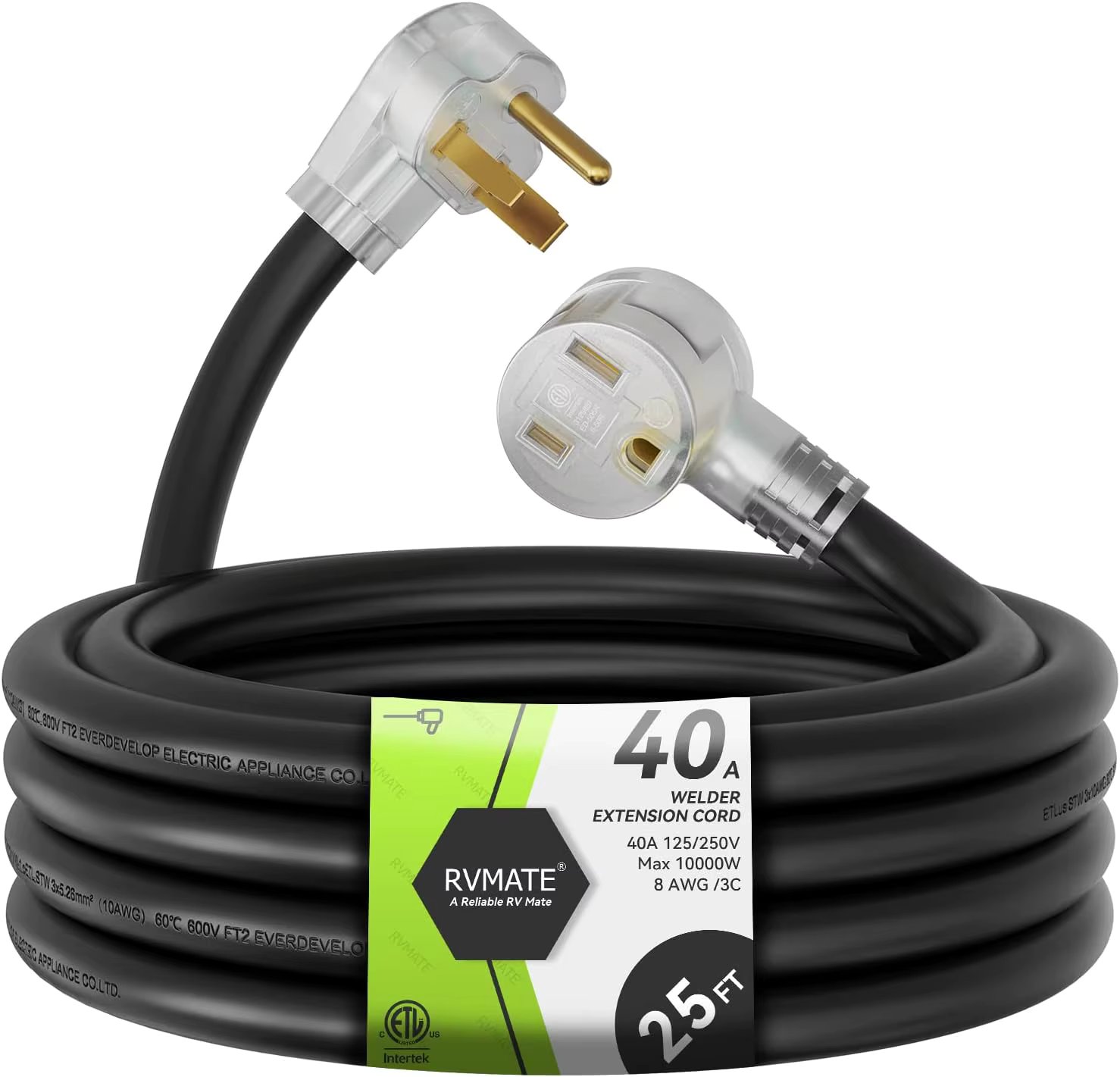 250V 25 Feet Welder Extension Cord,  Heavy Duty Welding Cord with LED Indicator