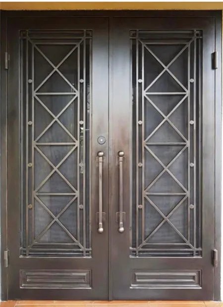 Hench wrought iron doors design With dual panel glass delivery to Australia house hc-1