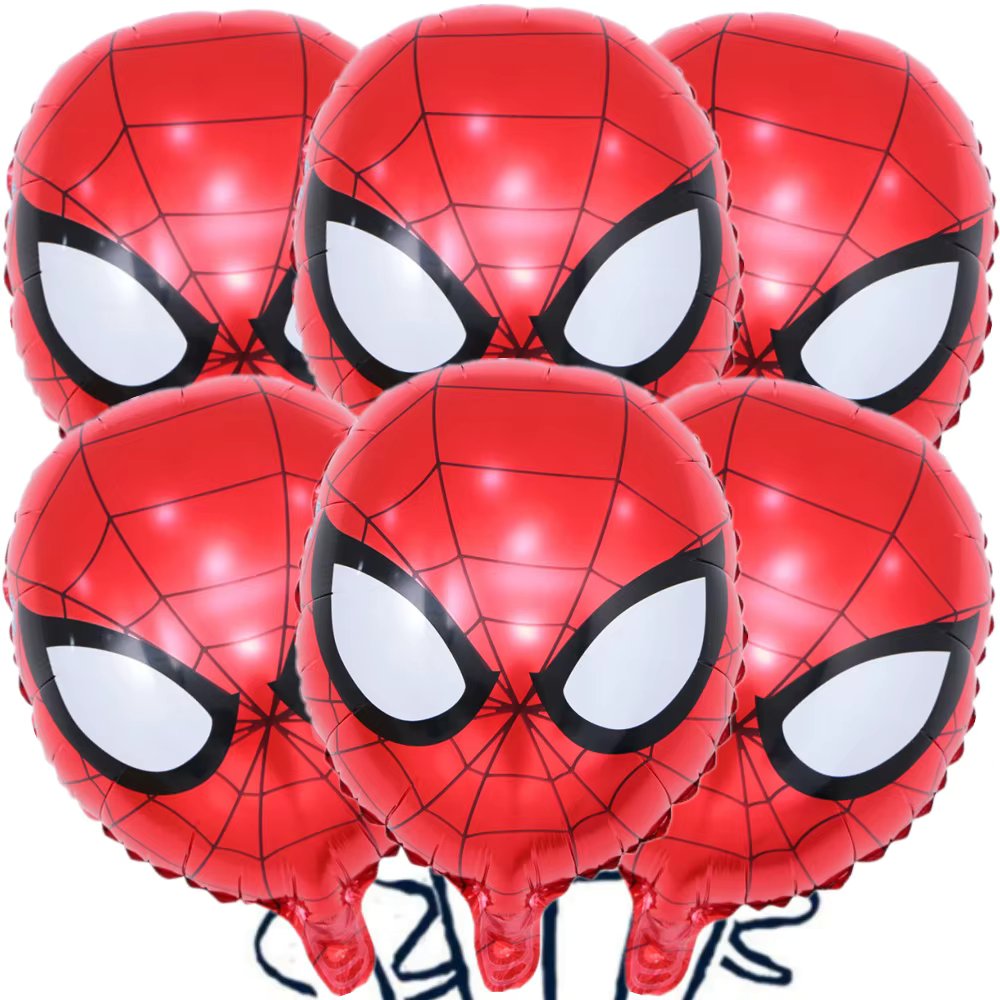 Superhero Spiderman Foil Balloons for Boys, Birthday Party Decorations, Toys for Kids, Baby Shower, Party Supplies, 6Pcs per Set