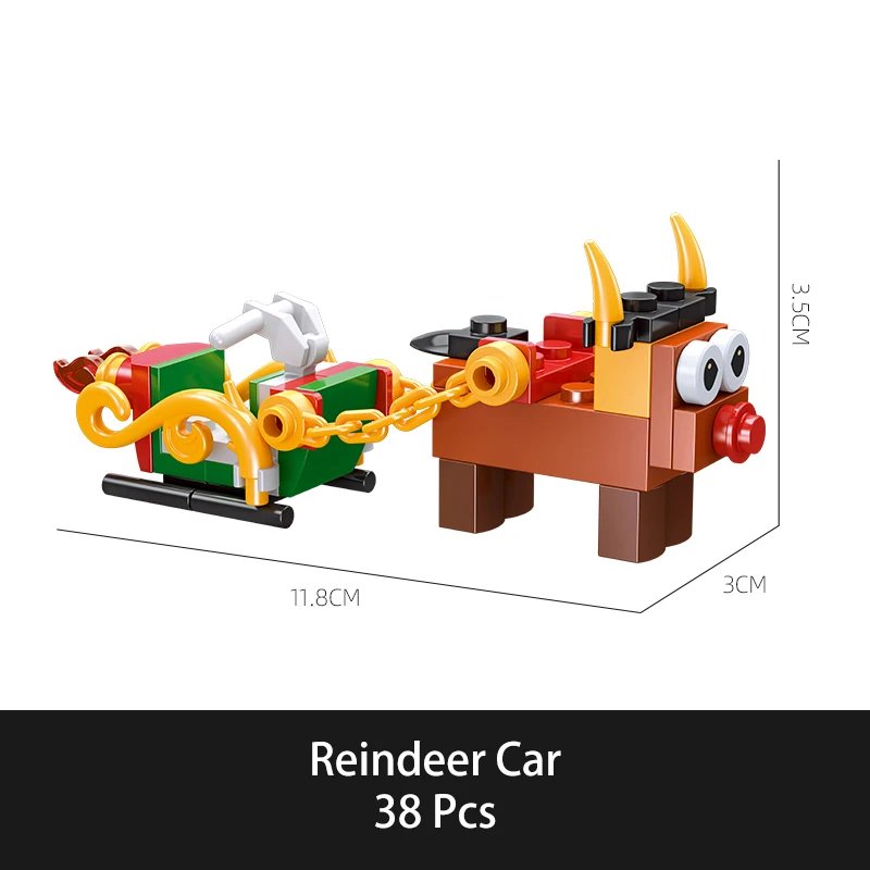 Christmas Small Scene Decorations Building Blocks Skiing Snowman Reindeer Fireplace Santa Claus  Bricks Toy Compatible With LEGO