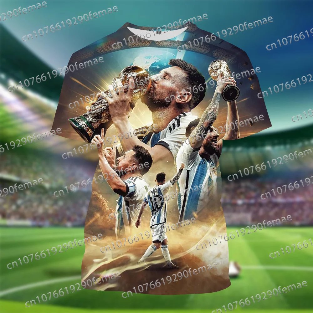 Messi Classic Printed Pattern Football Fan T-shirt Short Sleeve Daily Outdoor Leisure Comfortable Fashion Men's Top