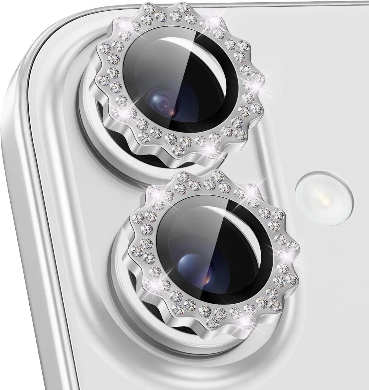 Bling 3D Metal Gear Design Diamond Camera Lens Glass Protector For iPhone 16 Pro Max 16Pro 16Plus Mechanical Case Friendly Rings
