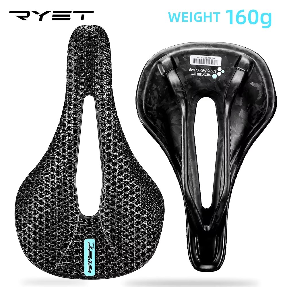RYET 3D Printed Bike Carbon Saddle 140mm 142mm Super Light Road MTB Racing EVA Saddles Bicycle Seat Cushion Cycling Seating Part