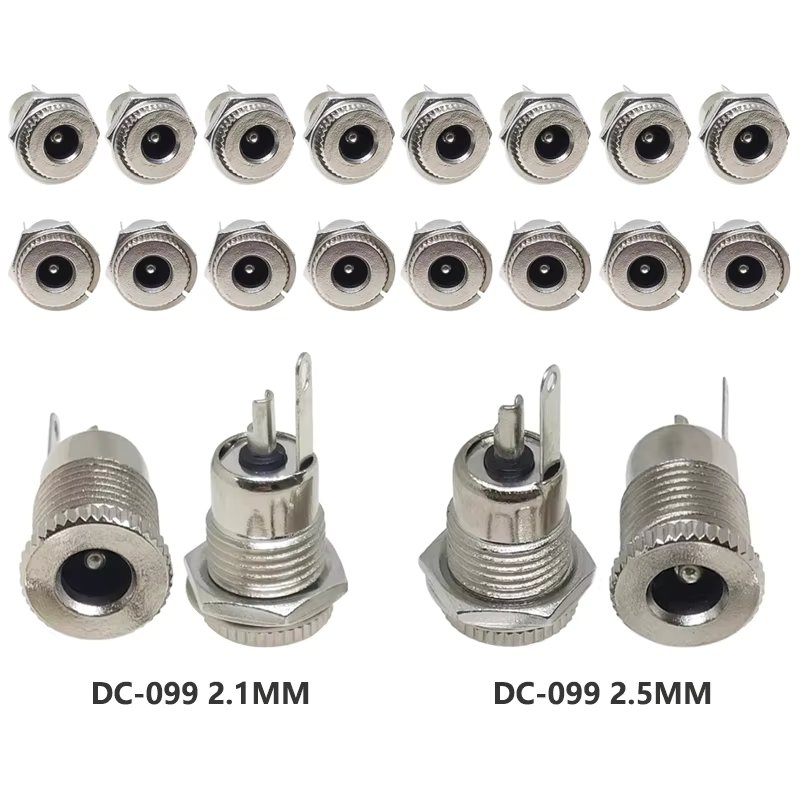10/50PCS DC099 5.5 mm x 2.1mm DC Power Jack Socket 5.5*2.1 Female Panel Mount Connector 5.5*2.5mm Metal DC-099 Open Hole 11MM