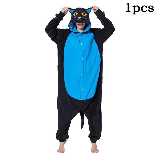 Kigurumi Unicorn Pajama Adult Animal Cat Onesie Women Men Couple Winter Pajamas Suit Nightie Sleepwear Flannel Homewear Slipper