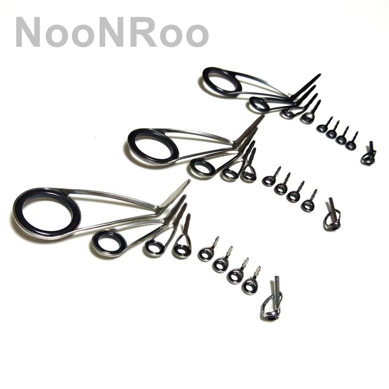 NooNRoo   BASS and Spinning Fishing rod guides one set (9pcs) KL-H/M/L  &  KT fishing rod  repair guide 1 SET