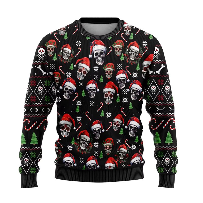 Cute Animal 3D Printed Ugly Christmas Sweater For Men Women Clothes Funny Skull Design Graphic Sweatshirts Casual Crewneck Tops
