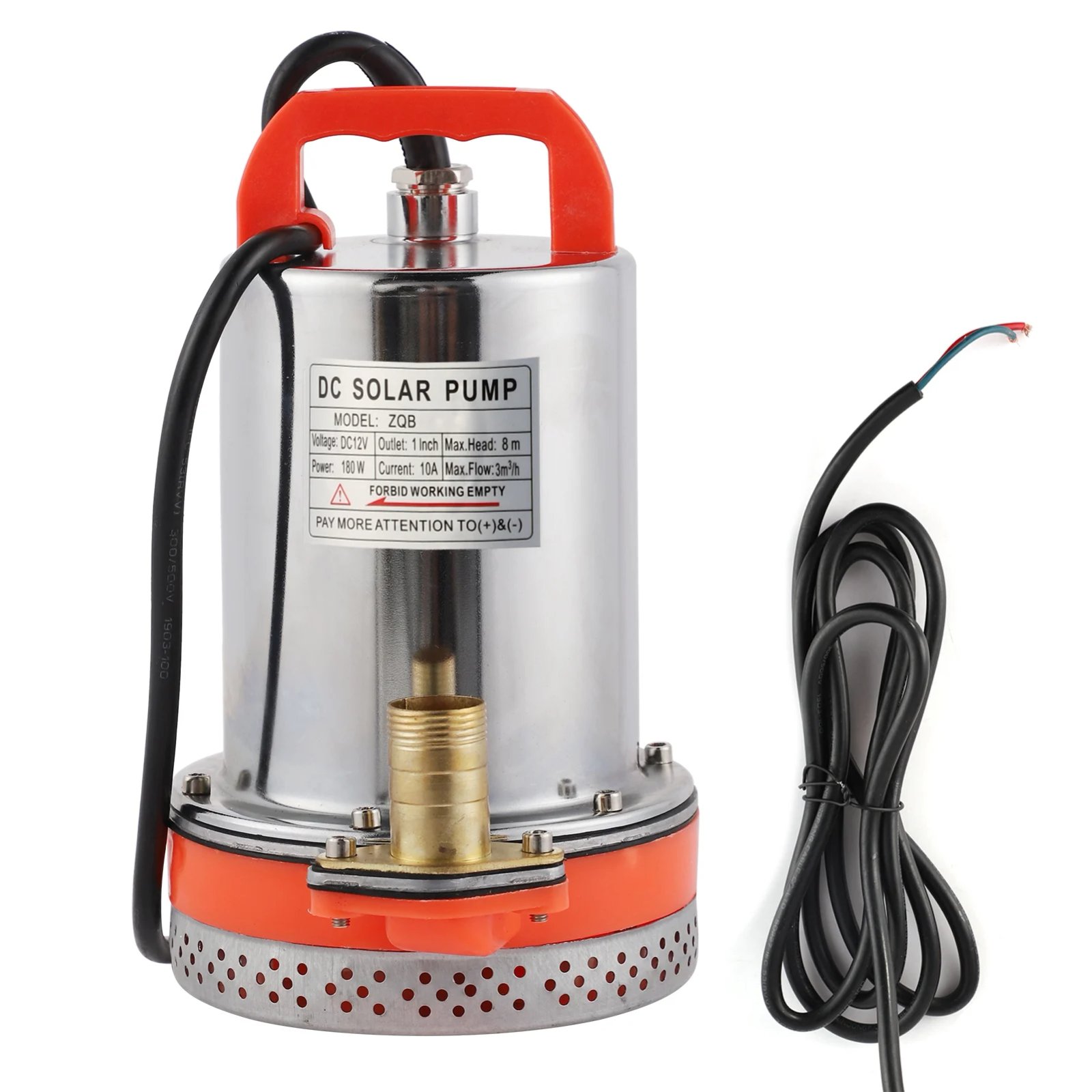 Submersible Pump Small Battery Solar Swimming Pool Cleaning 8meter Lift 2.1meter Cable DC 12V 180W/24V 220W