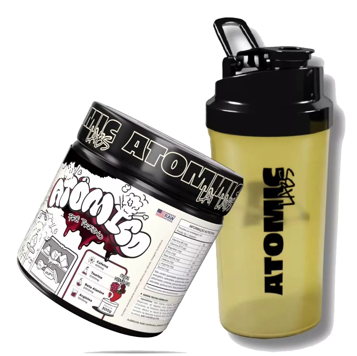 Atomico Pré Treino Atomic Labs 300g Beta Alanina Pre Workout