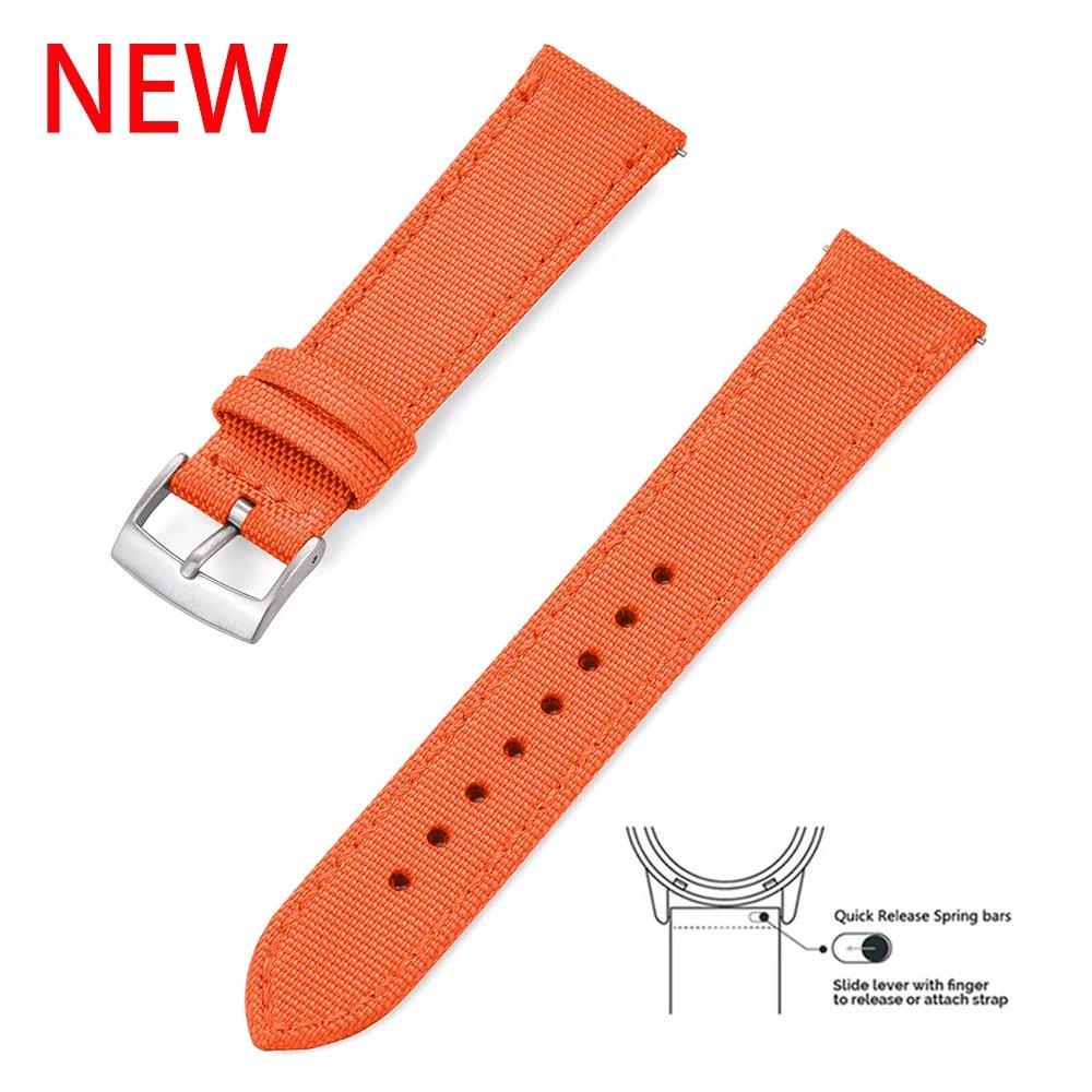 High Quality Canvas Nylon Leather Quick Release Watchbands 18mm 20mm 22mm Watch Strap Suitable For Mens Womens Universal