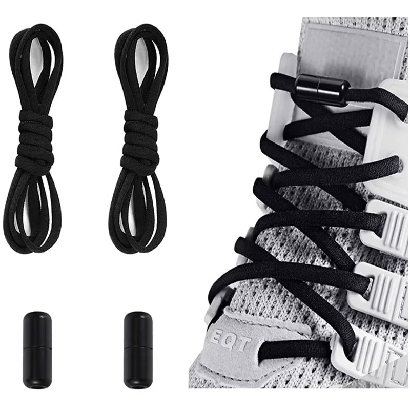 1 Pair Semicircle Elastic Laces Sneakers Shoes lace Round Color Metal Lock Shoelaces Without Ties Lazy Sports Lace Shoestrings