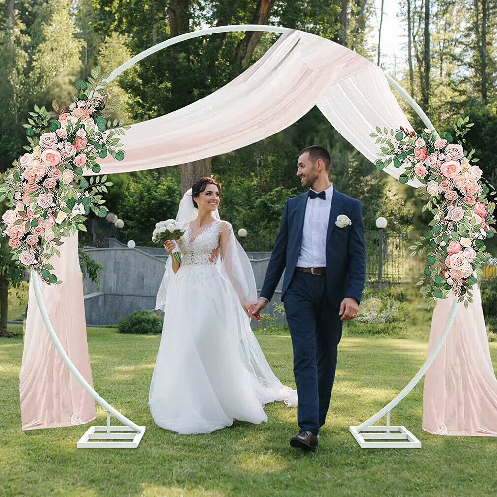 Round Wedding Arch Frame Circle Flower Balloon Archway Backdrop Stand Background Decoration