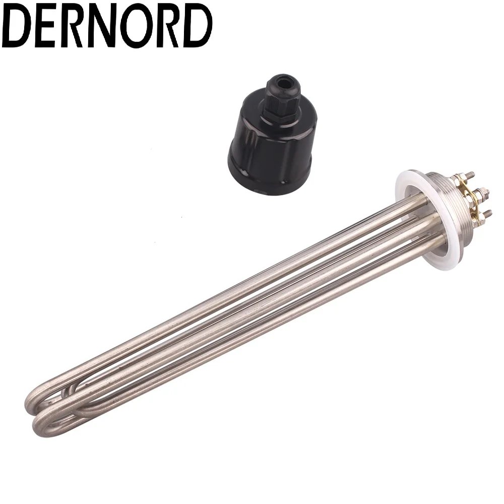 DERNORD 2 Inches Tri-Clamp Brewing Heating Element SUS304 3/4.5/6/9/12kw Immersion Water Tubular Electric Heater 220V 380V