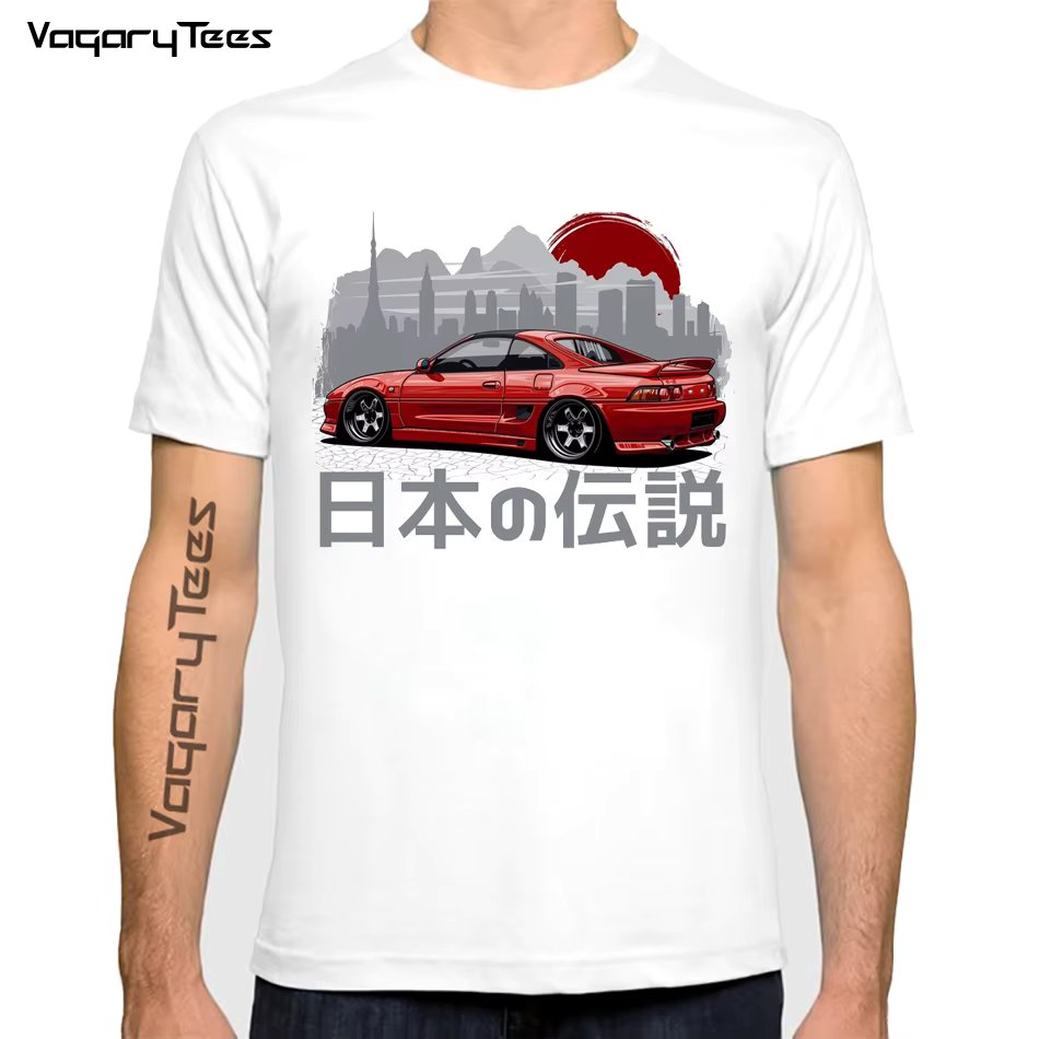 Japan Car JDM Legend MR2 Print T-Shirt Summer Funny Men's Japanese nostalgic cars Casual Top Harajuku Car Lover Design Boy Tee