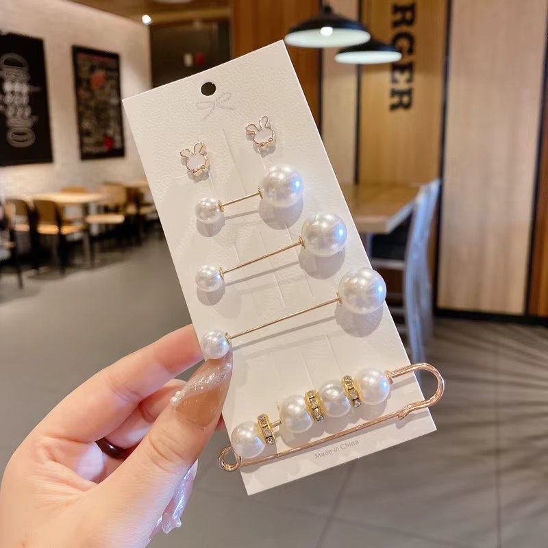 1Set Fashion Waist Adjustment Clothing Brooches for Women Pearl Lapel Pin Sweater Dress Brooch Pins Badge Buckle DIY Accessories