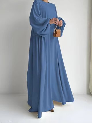 New Women Muslim Dresses Fashion Simple Solid Abaya Ramadan Caftan Elegant Female Casual Plain Maxi Dress Modest Dress for Women