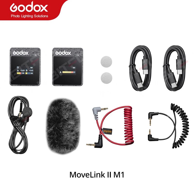 Godox MoveLink II M1 M2 2.4GHz Wireless Lavalier Omnidirectional Microphone Transmitter Receiver for Phone DSLR Camera Smartphon