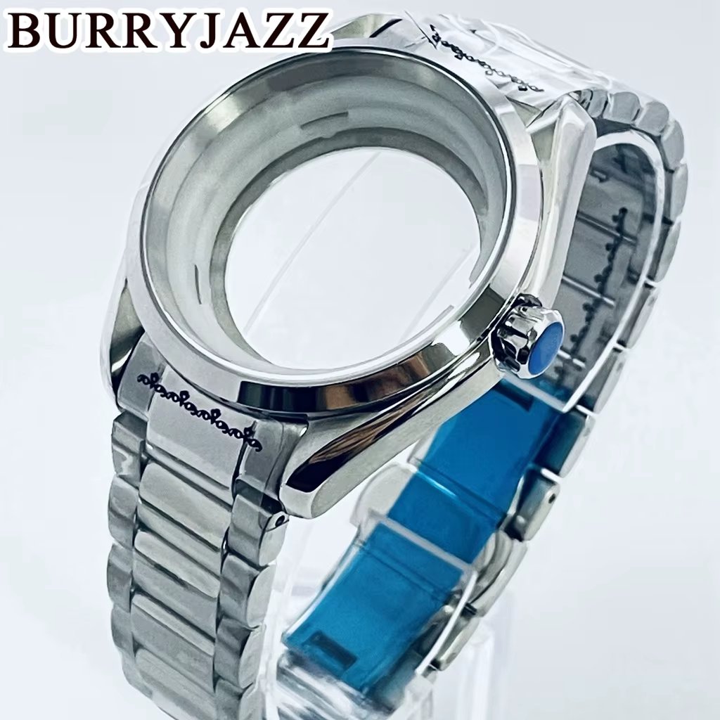 BURRYJAZZ 40mm NH35 NH36 Watch Case Waterproof Silver Sterile Stainless Sapphire Crystal Watch Case