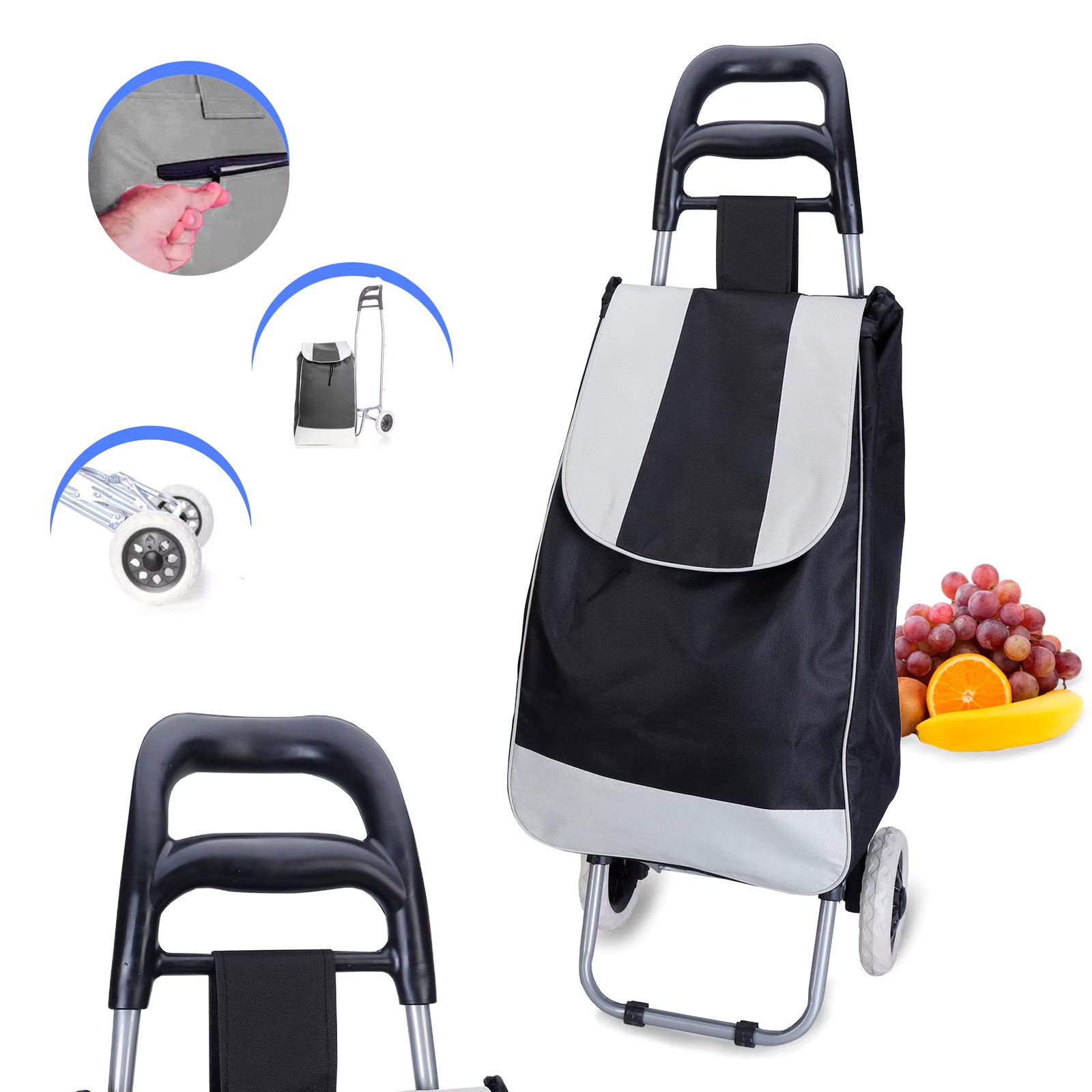 Carrinho Compras Dobrável -feira -supermecado C/Rodas - Dolce Home