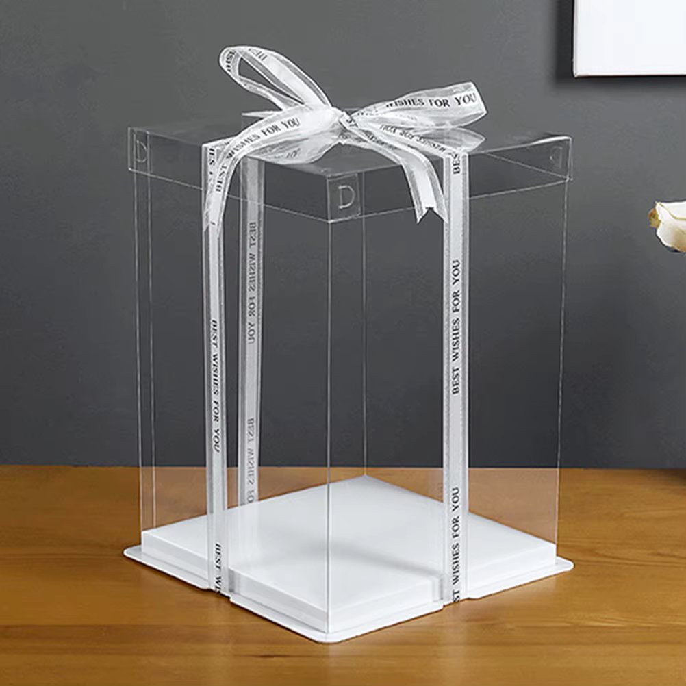 2pcs 3 in 1 Cake Box Birthday Cake Package Boxes Gifts Wrapping Boxes Square Cake Carriers baking dessert Box Birthday wedding