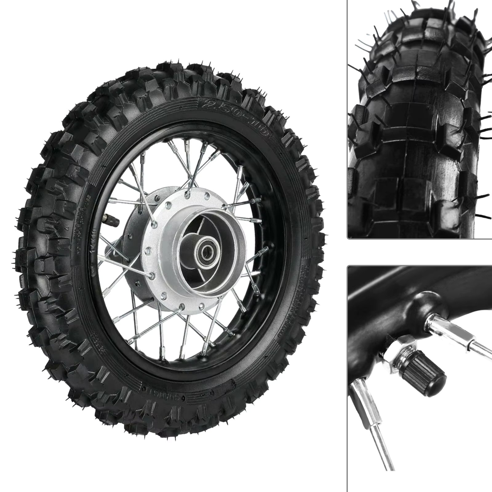 10 inch Rear Wheel Rim Tire 1.4x10 Rim 255lbs Tire For 50cc-110cc Dirt Bikes