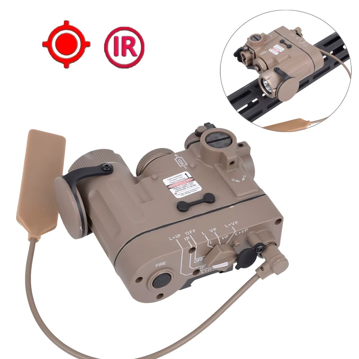 Tactical DBAL-D2 Red IR Laser White LED Flashlight With Remote switch Outdoor Hunting parts Weapon Light Fit 20mm Picatinny Rail