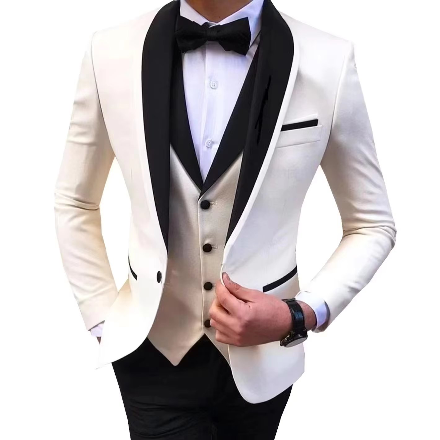 Luxury Men's Suit Slim Fit 3-Piece Set Men's Suit Wedding Evening Parties Prom Dances Ceremony Groom Fashion Single Button Coat