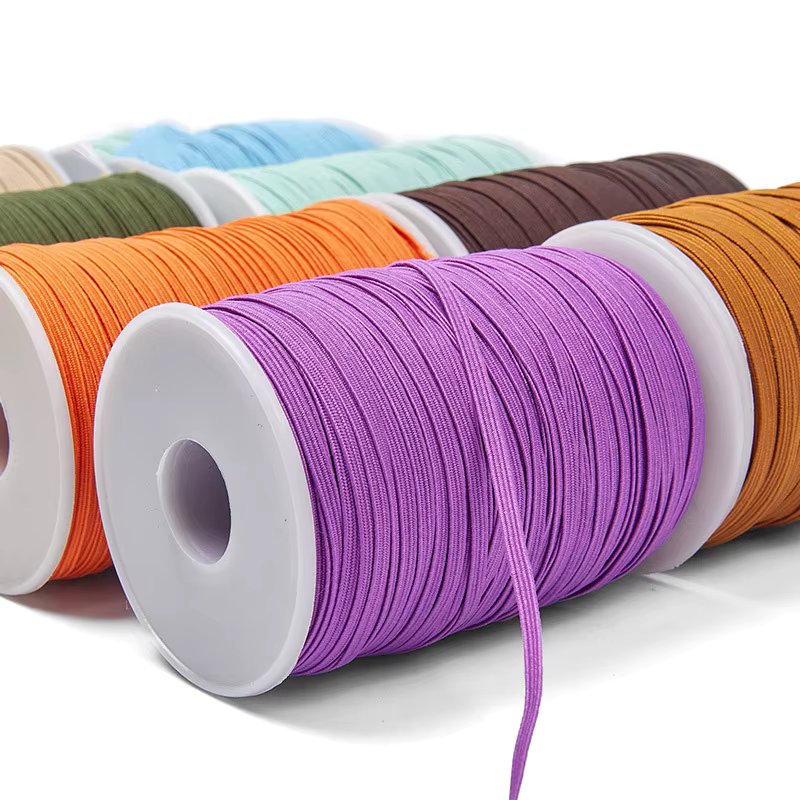 3mm 6mm Sewing Elastic Band Colourful High Elastic Fiat Rubber Band for clothes Waist Band Stretch Rope Hair Elastic Ribbon 100y