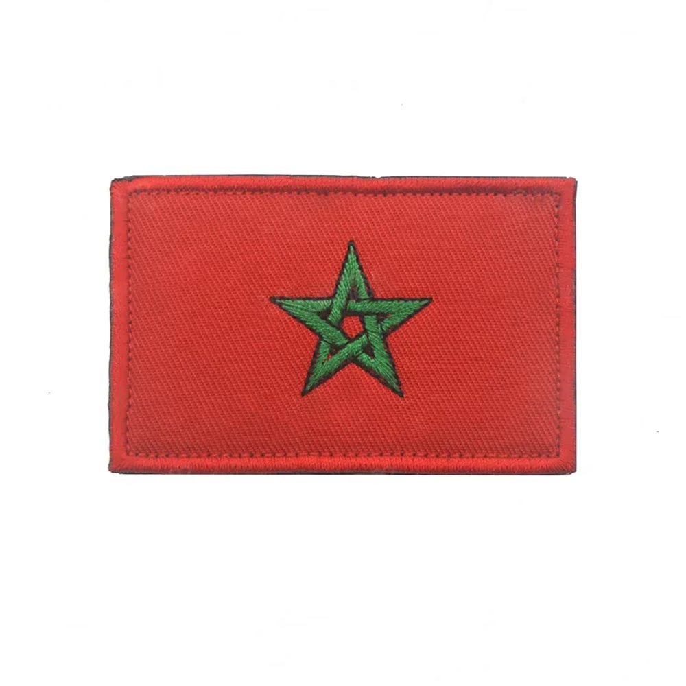 Moroccan National Flag Patches Embroidered Hook&loop Patch Tactical Accessories Morale Badges on Backpack Decoration Sticker