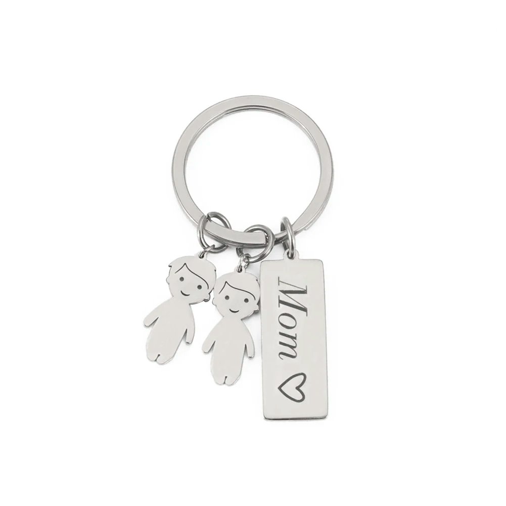 Amaxer Stainless Steel Keychain Boy Girl Mom Dad Pendants Happiness Family Keychains for Women Man Car Keys Jewelry Gifts