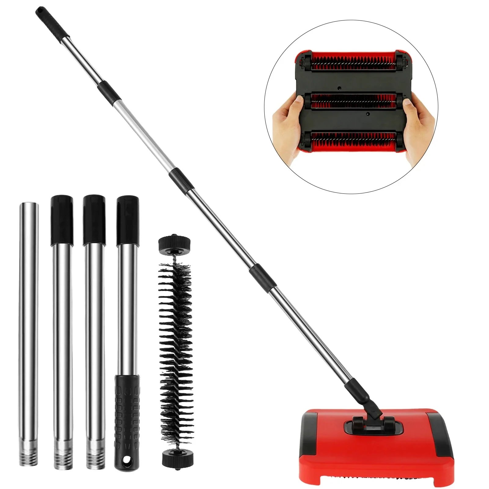 Simple Carpet Floor Sweeper with Horsehair Manual Carpet Sweeper Cleaner Non-Electric Carpet Broom Hand Push Automatic Sweeper