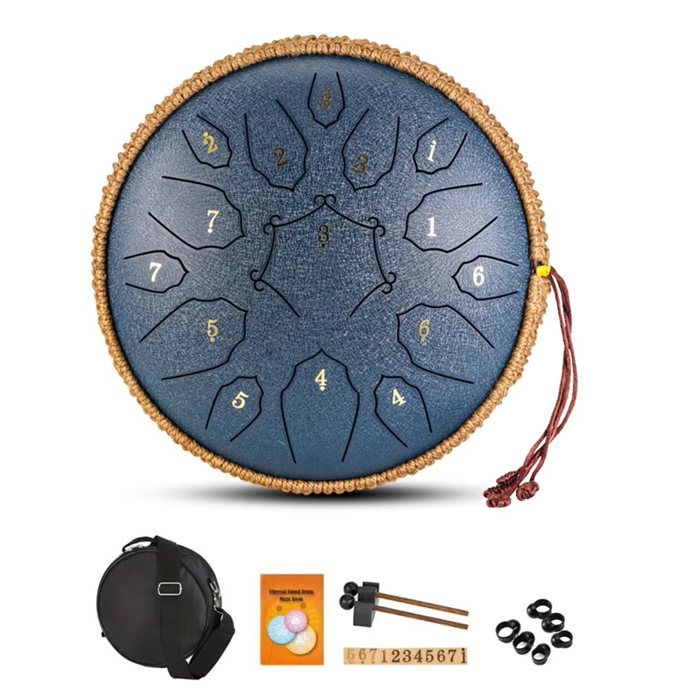 12 Inch D Tone Steel Tongue Drum Mini Hand Pan Drums Drumsticks Music Tambourine Drum With Accessories Instrument Ethereal Drum