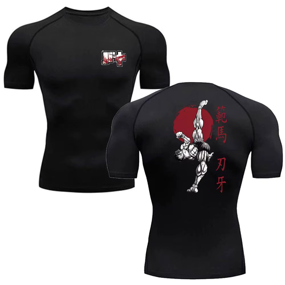 Anime Baki Hanma Men'S T Shirt Gym Fitness Boxing Outdoor Training MMA Rash Guard Boxing Tshirt Herren Jiu Jitsu Bjj Sport Shirt